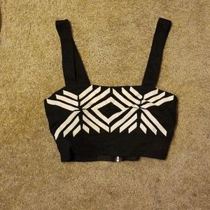 H & M Black Patterned Crop Top 4