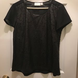 Piperlime black faux leather cut out top
