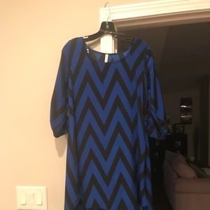Blue and black hi/low dress
