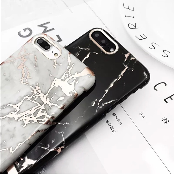 •Such a Marble• Rose Gold/Black Marble iPhone Case - Picture 2 of 3
