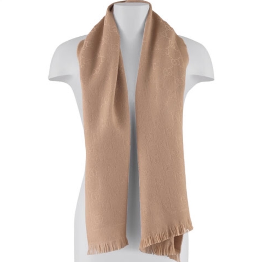 Gucci, Stencil GG Logo Scarf, Taupe
