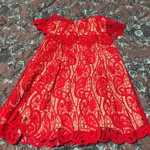 Red crochet dress