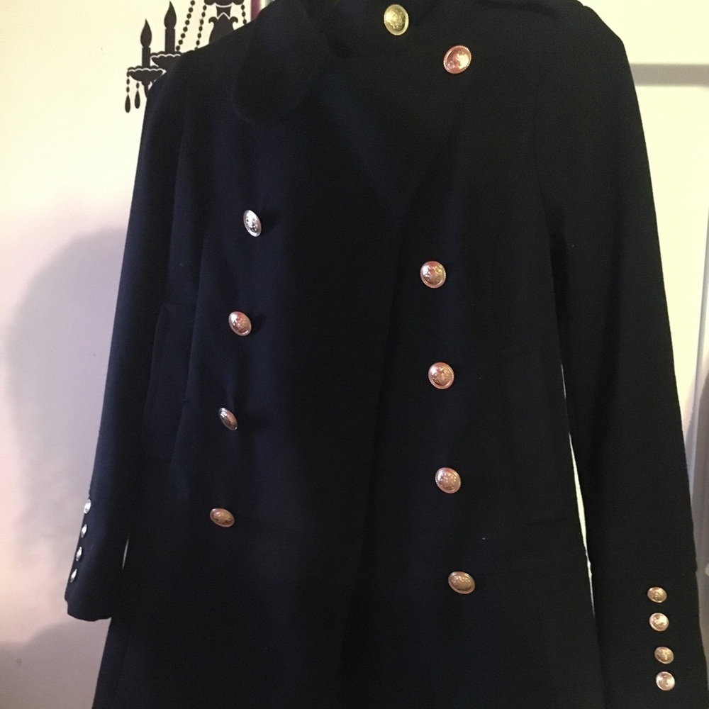 Black Military style jacket with gold buttons|