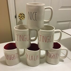 Rae Dunn Christmas Mugs Naughty, Jingle, Nice,Fala