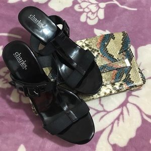 Charles by Charles David Black Platform Wedges