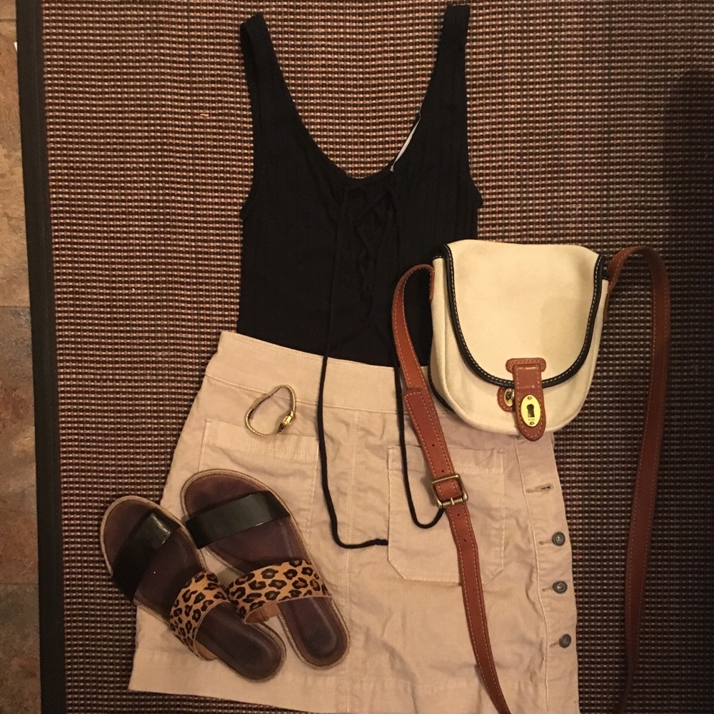 Corduroy Free People Buttoned Mini Skirt