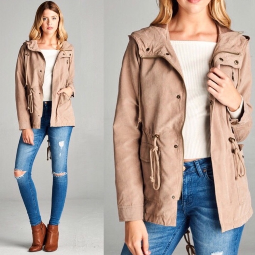 Hooded Utility Tan Jacket