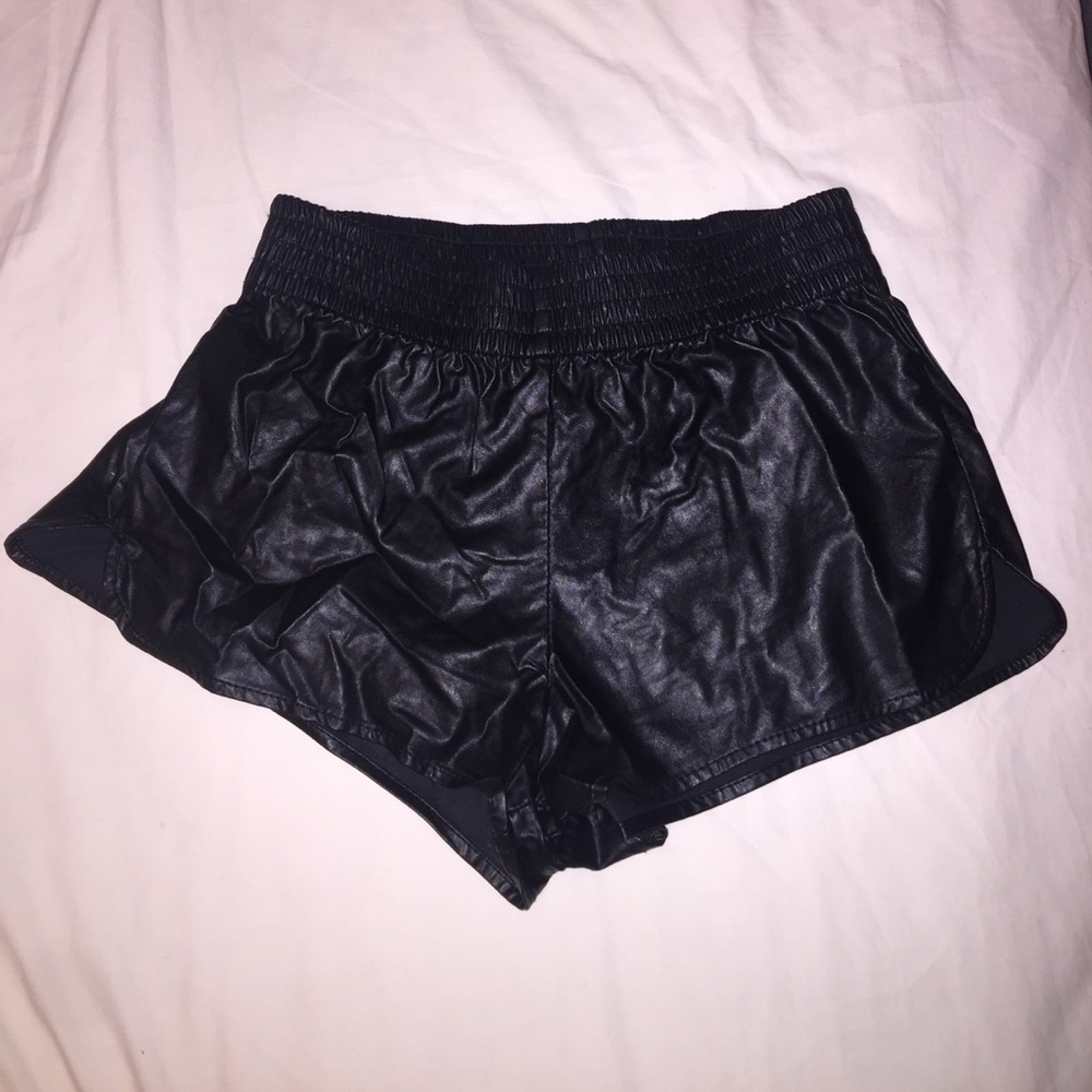 BOGO50%: Black faux leather shorts