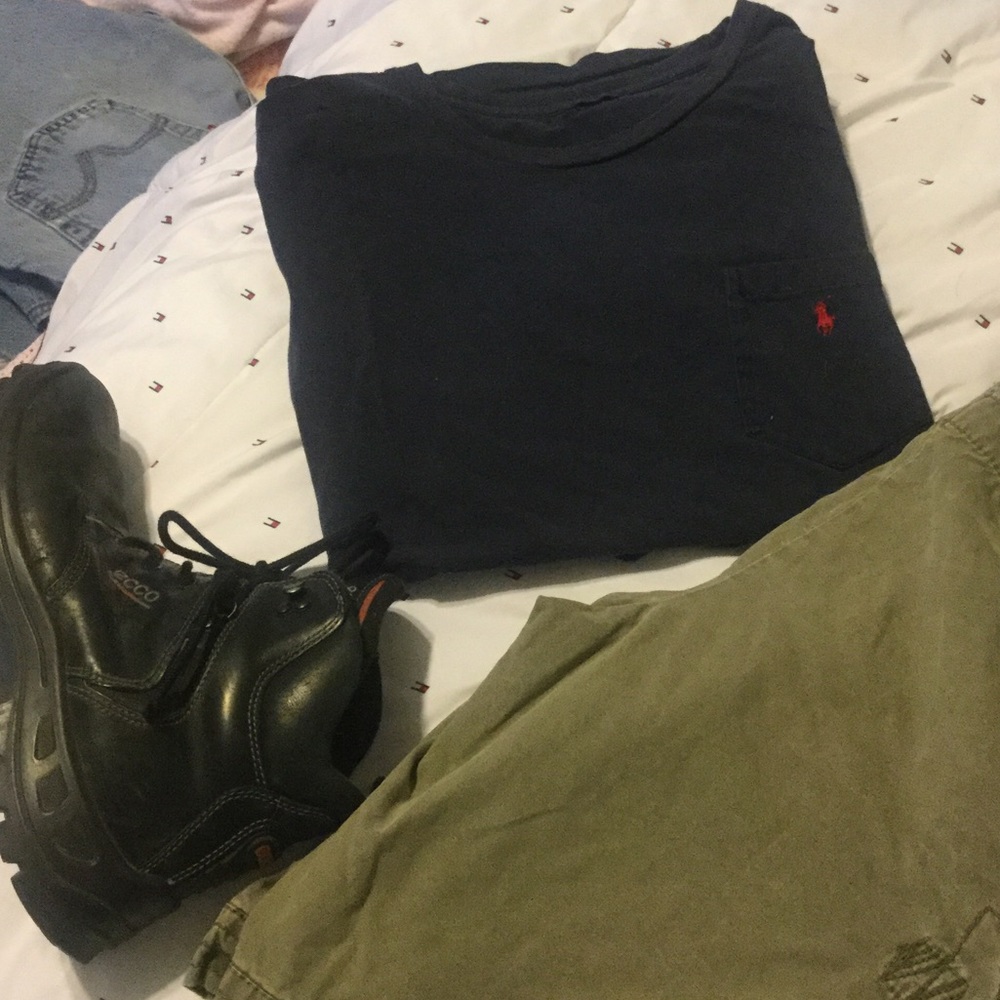 Polo tee shirtNavy blue. Red polo emblem.