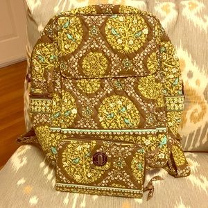 Vera Bradley Backpack/Wallet Set - great condition