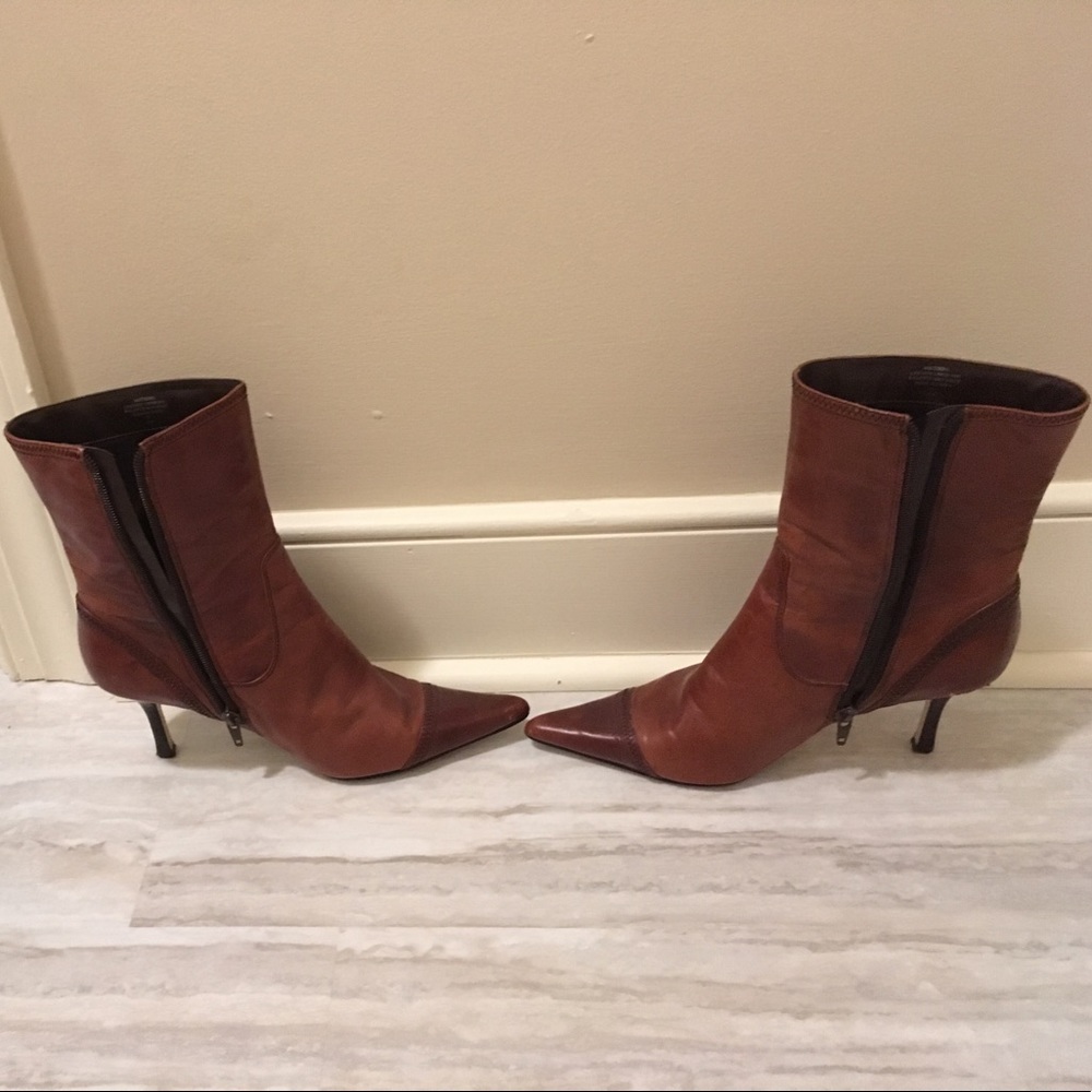 Brown leather calf boots