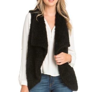 Shearling Black Faux Fuzzy Vest