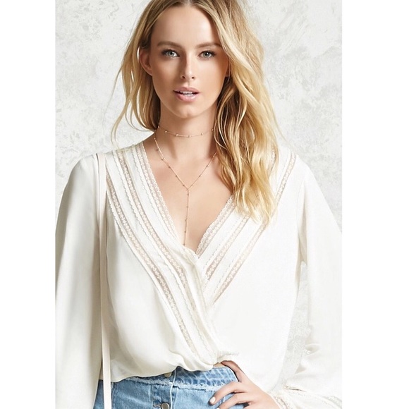 Forever 21 Tops - Contemporary Surplice Bell Sleeve Top
