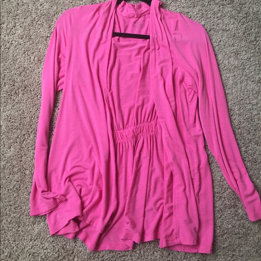 Pink loose long sleeve shirt