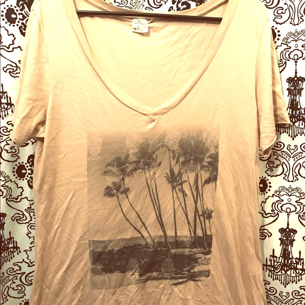 ONeill hi low tan round neck T-shirt.