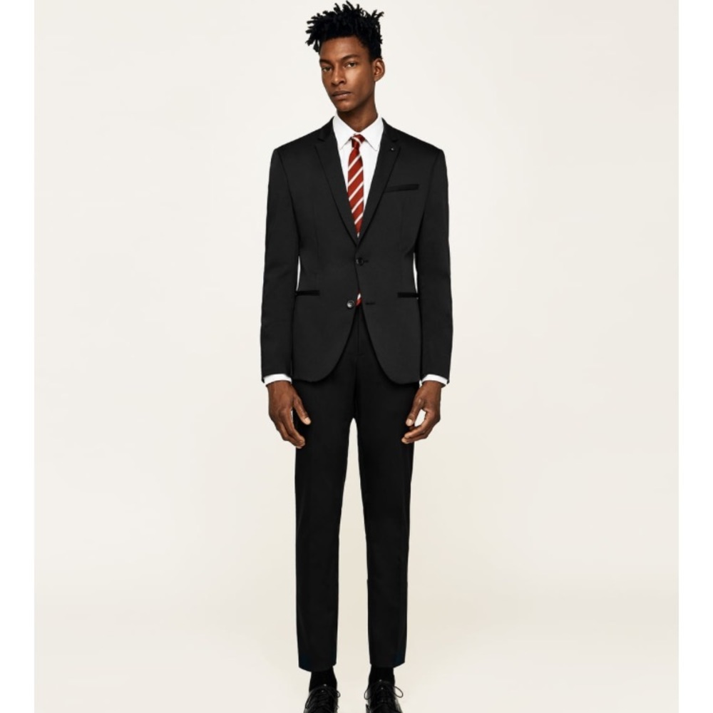 Black Tag Zara Mens Black Suit size 46