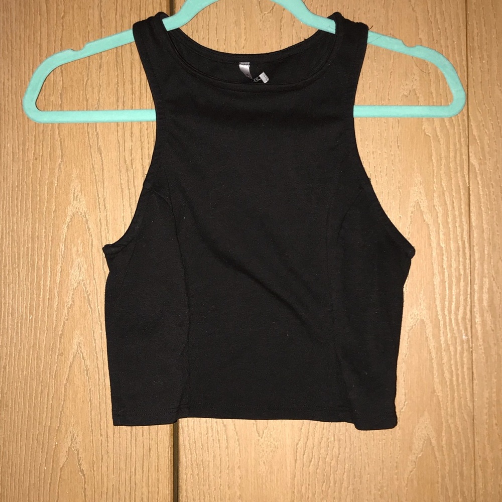 Black racer back crop top