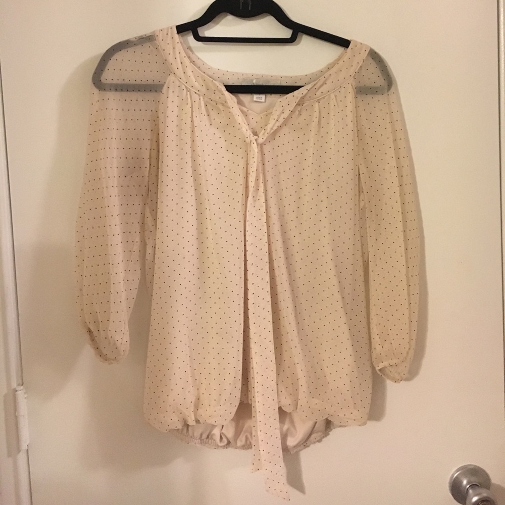 Dressy top cream/black dots