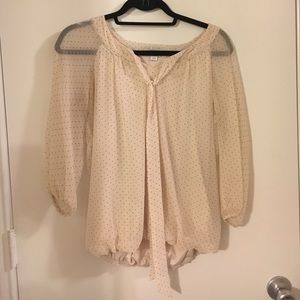 Dressy top cream/black dots