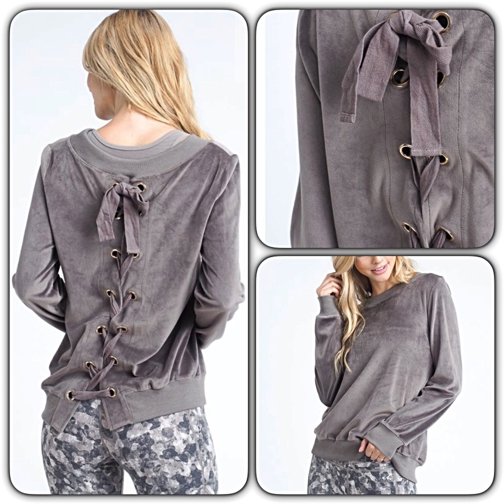 Stunning Softest Sweatshirt Ever LaceUp Back sold - Picture 6 of 6