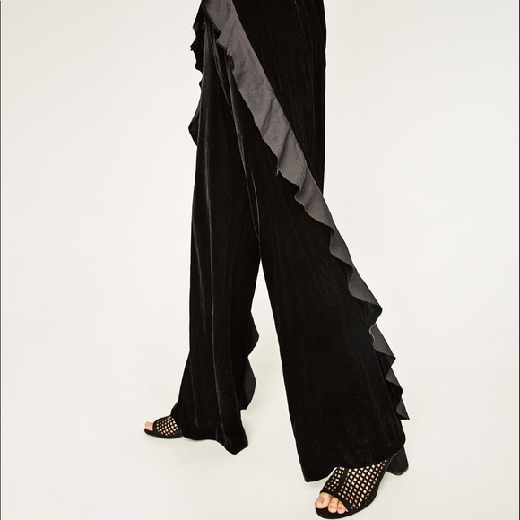 Zara Velvet Frill Pantsuit Jumpsuit - Picture 7 of 8
