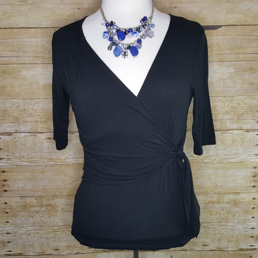 Ann Taylor Black Wrap Top