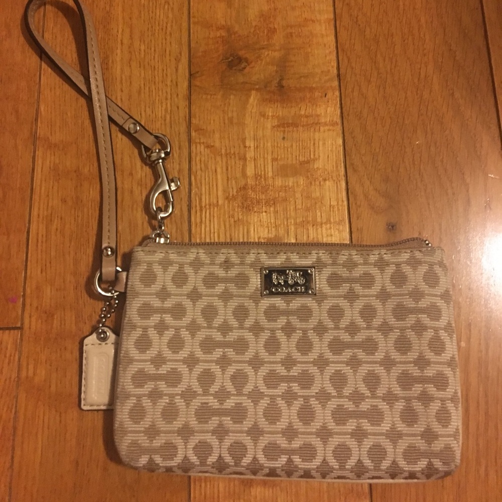 Tan Coach Wristlet