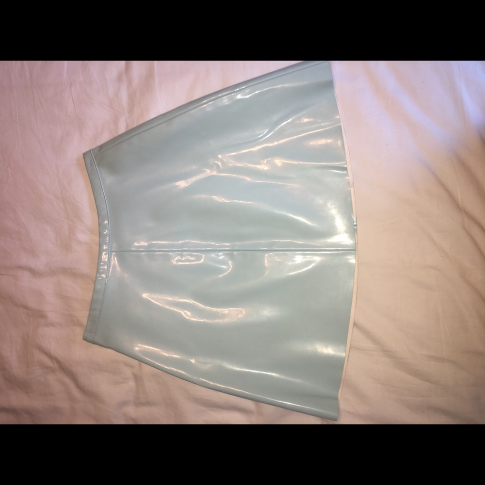 Sky blue leather skirt