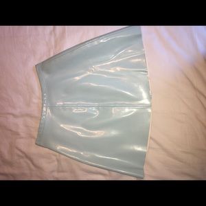Sky blue leather skirt