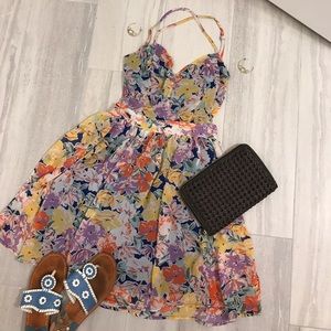Floral backless chiffon dress