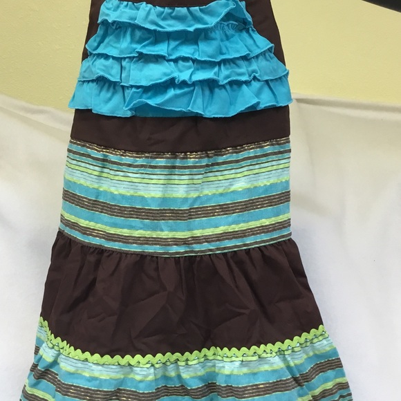 Youngland Girls Brown & Aqua Sundress Size 5 New - Picture 2 of 5