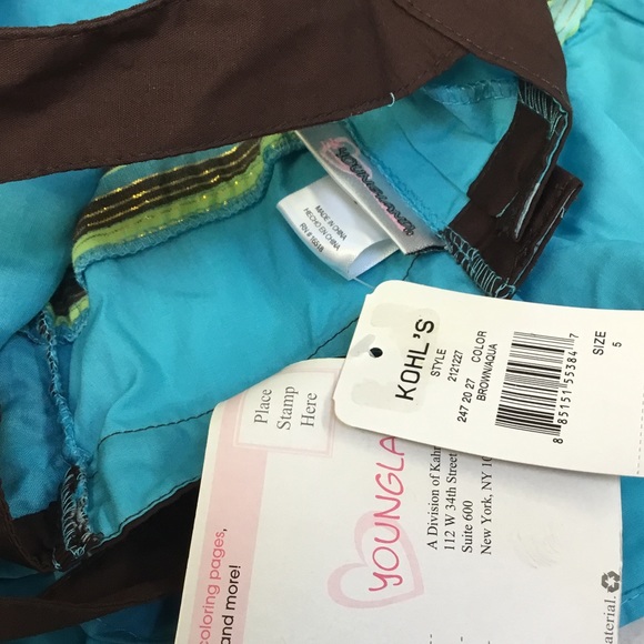 Youngland Girls Brown & Aqua Sundress Size 5 New - Picture 5 of 5