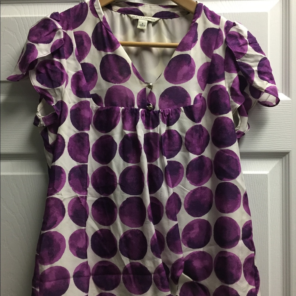 Banana republic purple dot silk blouse