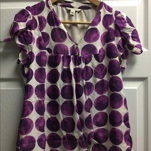 Banana republic purple dot silk blouse