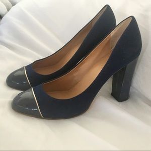 J Crew patent cap toe block heel