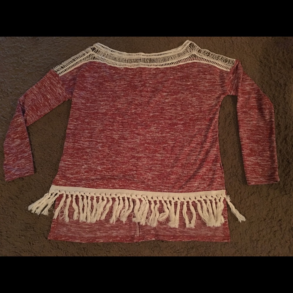 Brick Pullover top with Fringe
