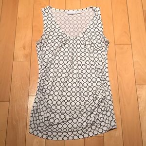 New York and Co White Polka Dot Sleeveless Blouse