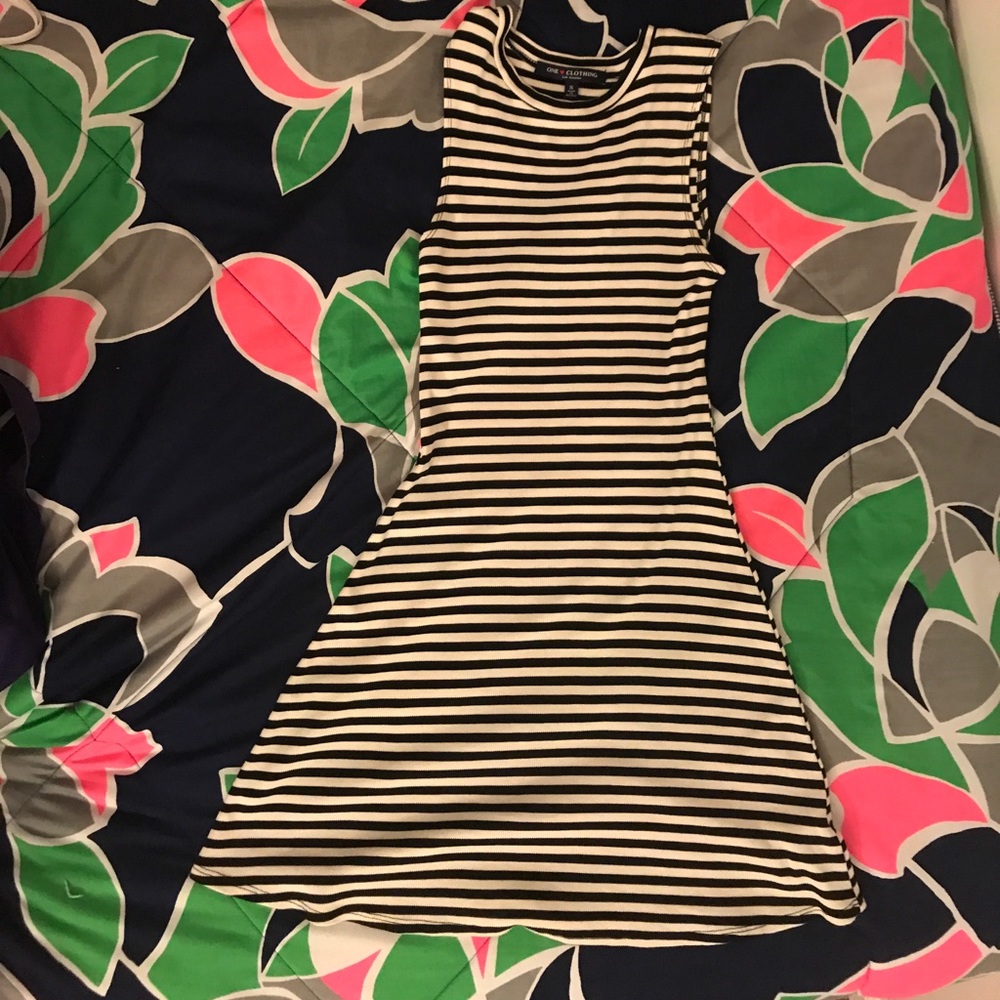 Black & white striped casual dress