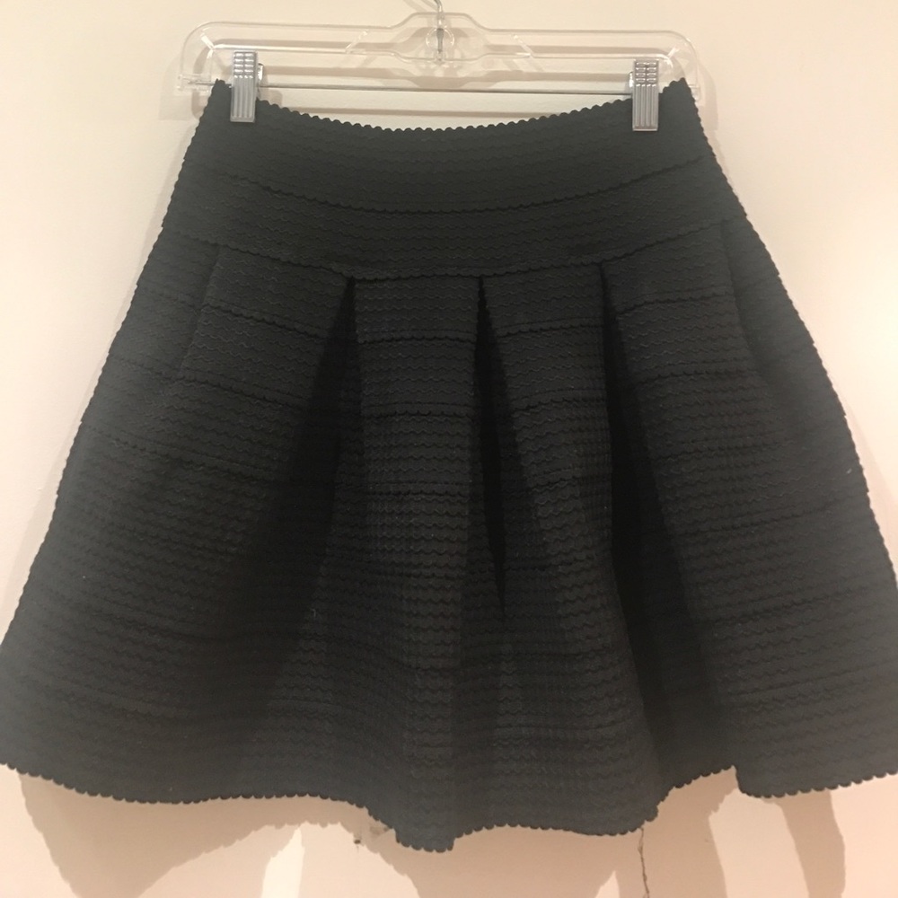 Aqua brand scalloped pleated fit and flare skirt
