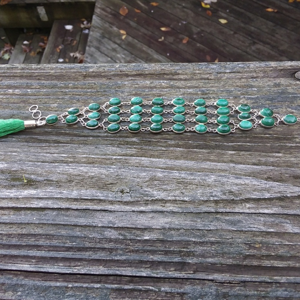 Nice Multi Malachite Green Gemstone Bracelet - image 3
