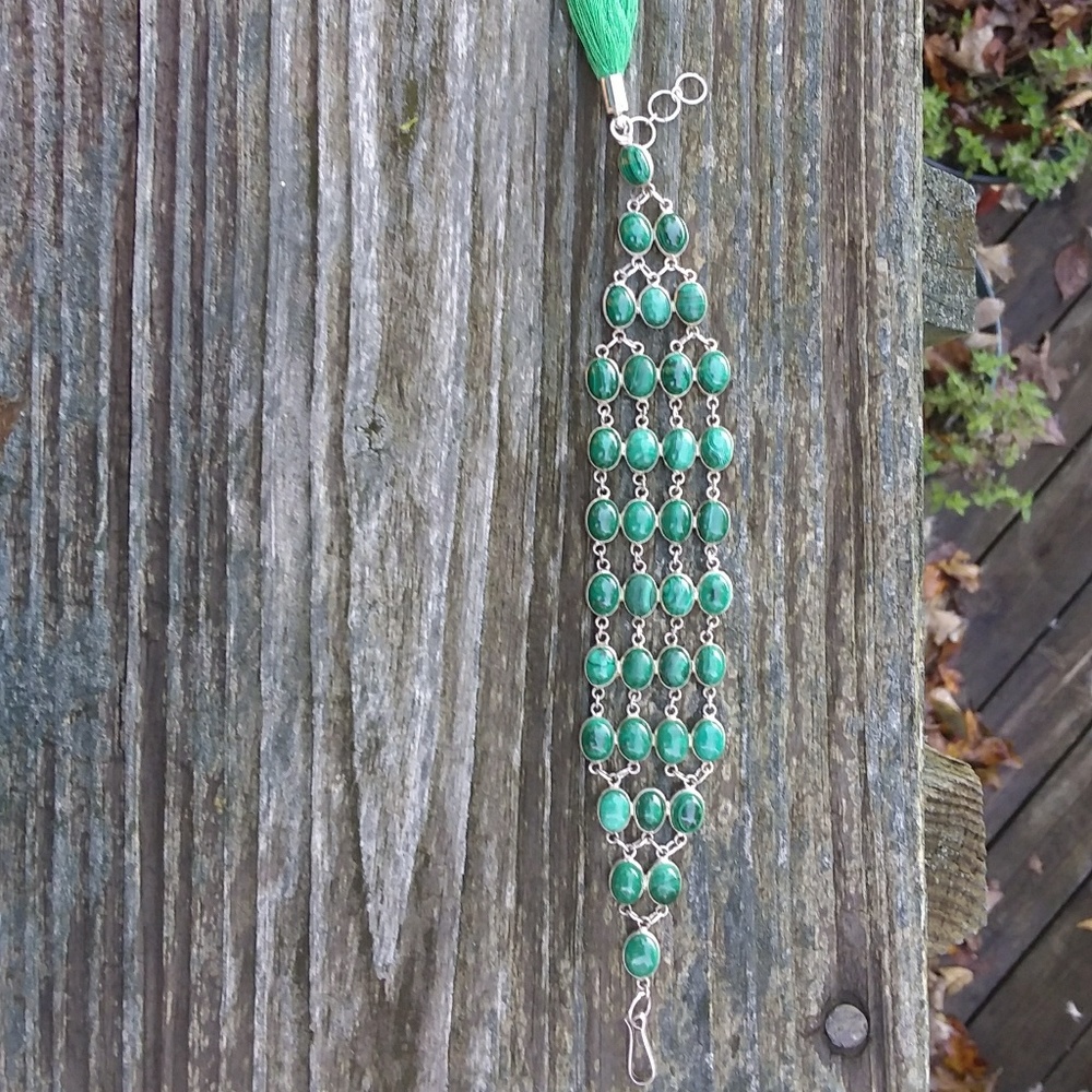 Nice Multi Malachite Green Gemstone Bracelet - image 5