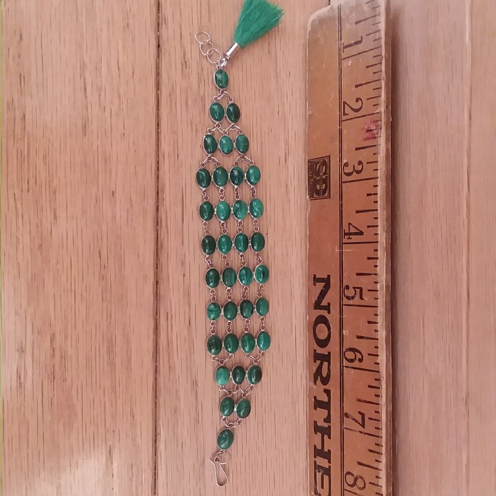 Nice Multi Malachite Green Gemstone Bracelet - image 7