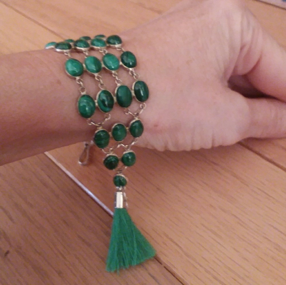 Nice Multi Malachite Green Gemstone Bracelet - image 8