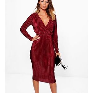 Millicent Wrap Top Pleated Midi Dress