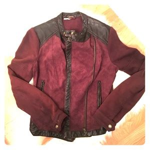 Free People Maroon Modern Moto Jacket