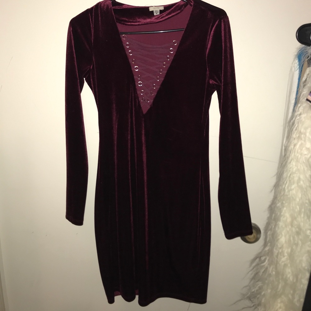 Velour lace up mini dress.