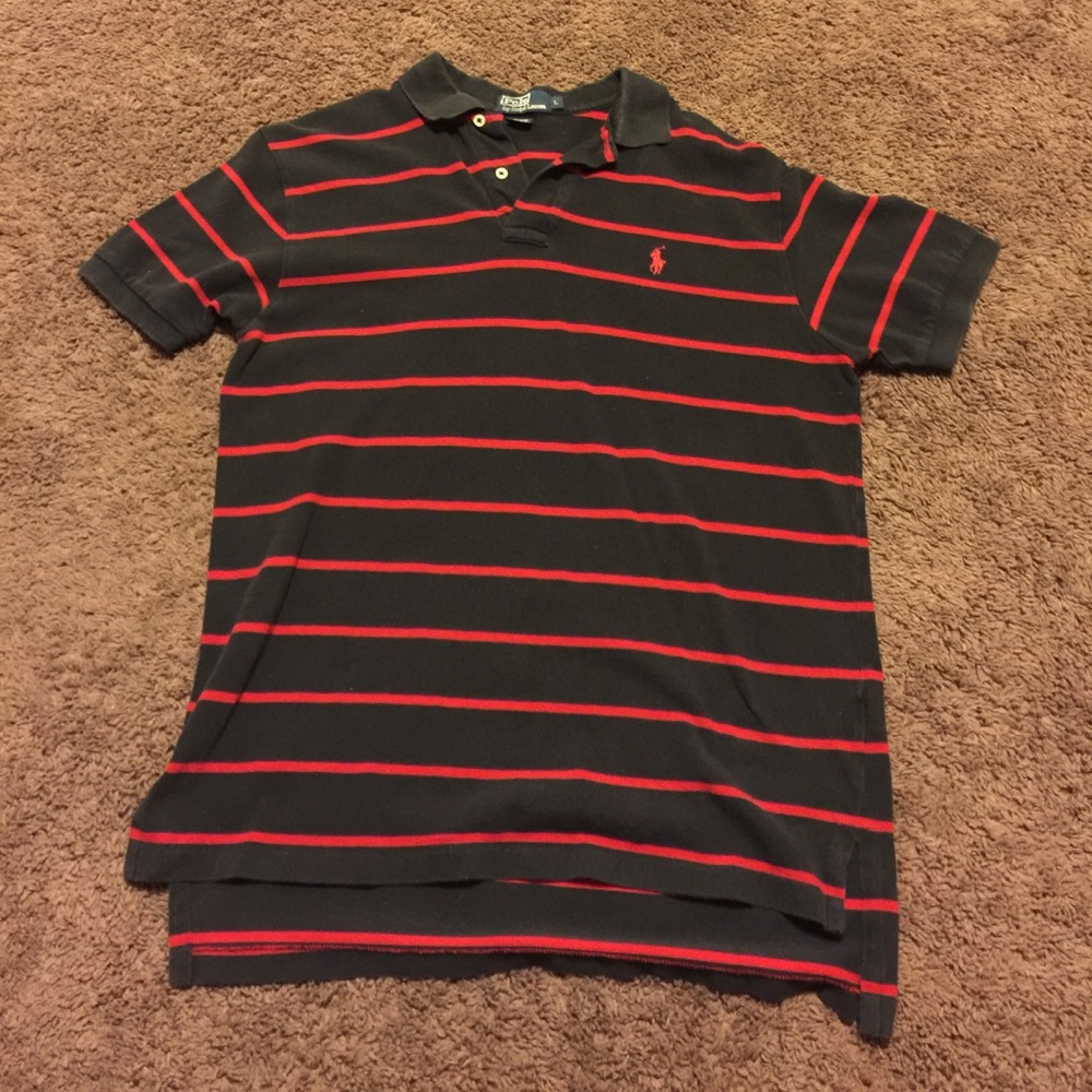 Men's Red and Black Collared Shirt