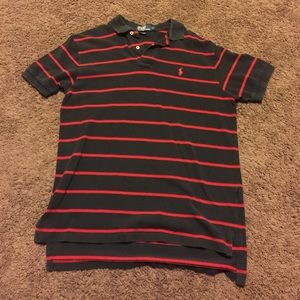 Men's Red and Black Collared Shirt