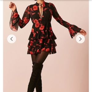 Forever 21 Semi-Sheer Floral Tiered Flounce Dress