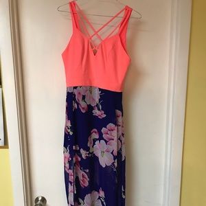 Coral/Navy Maxi Dress